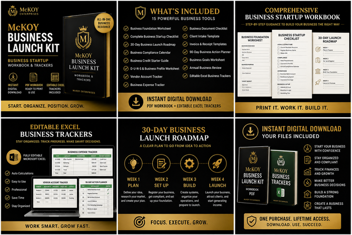 McKoy Business Launch Kit | Business Startup Workbook & Trackers